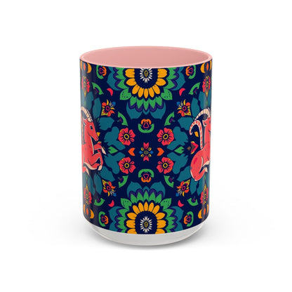 Accent Coffee Mug, Capricorn, Zodiac, Flower Pattern, (11, 15oz)