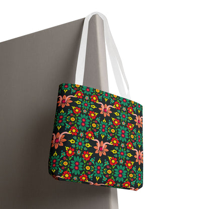 Tote Bag, (AOP), Aquarius, Zodiac v1, Flower Pattern
