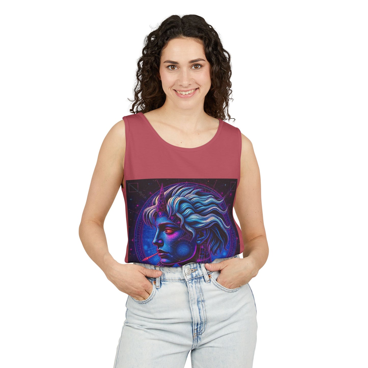 Unisex Garment-Dyed, Tank Top, Gemini, Pop Art v1, 100% US cotton