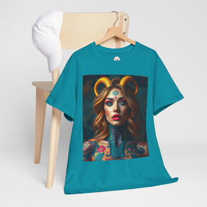 Unisex Heavy Cotton T-Shirt, Capricorn, Zodiac v1, Sexy Art