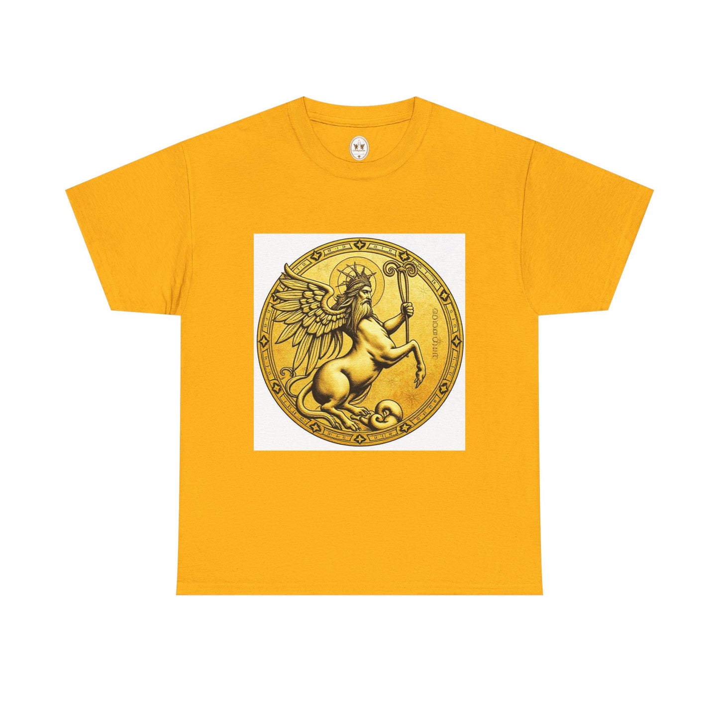 Unisex Heavy Cotton T-Shirt, Golden Angel Coin, Virgo Zodiac Design
