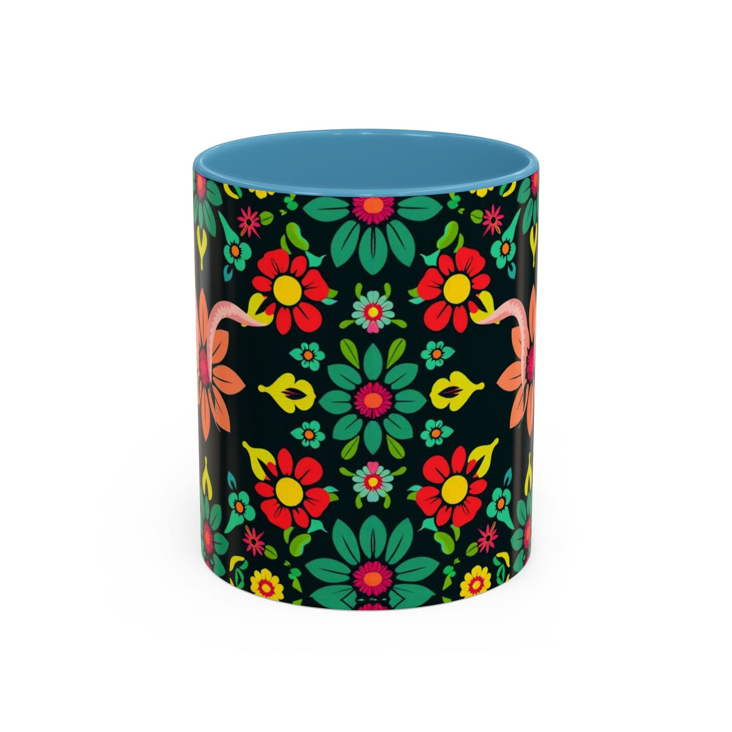 Accent Coffee Mug, Aquarius, Zodiac v4, Flower Pattern, (11, 15oz)