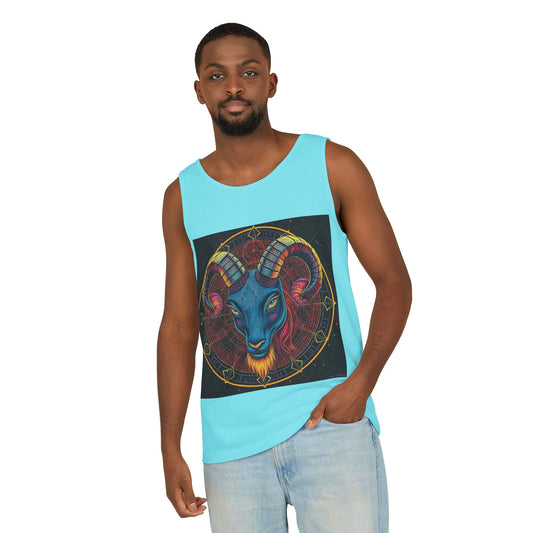 Unisex Garment-Dyed, Tank Top, Aries Design, Pop Art, 100% Ringspun US cotton