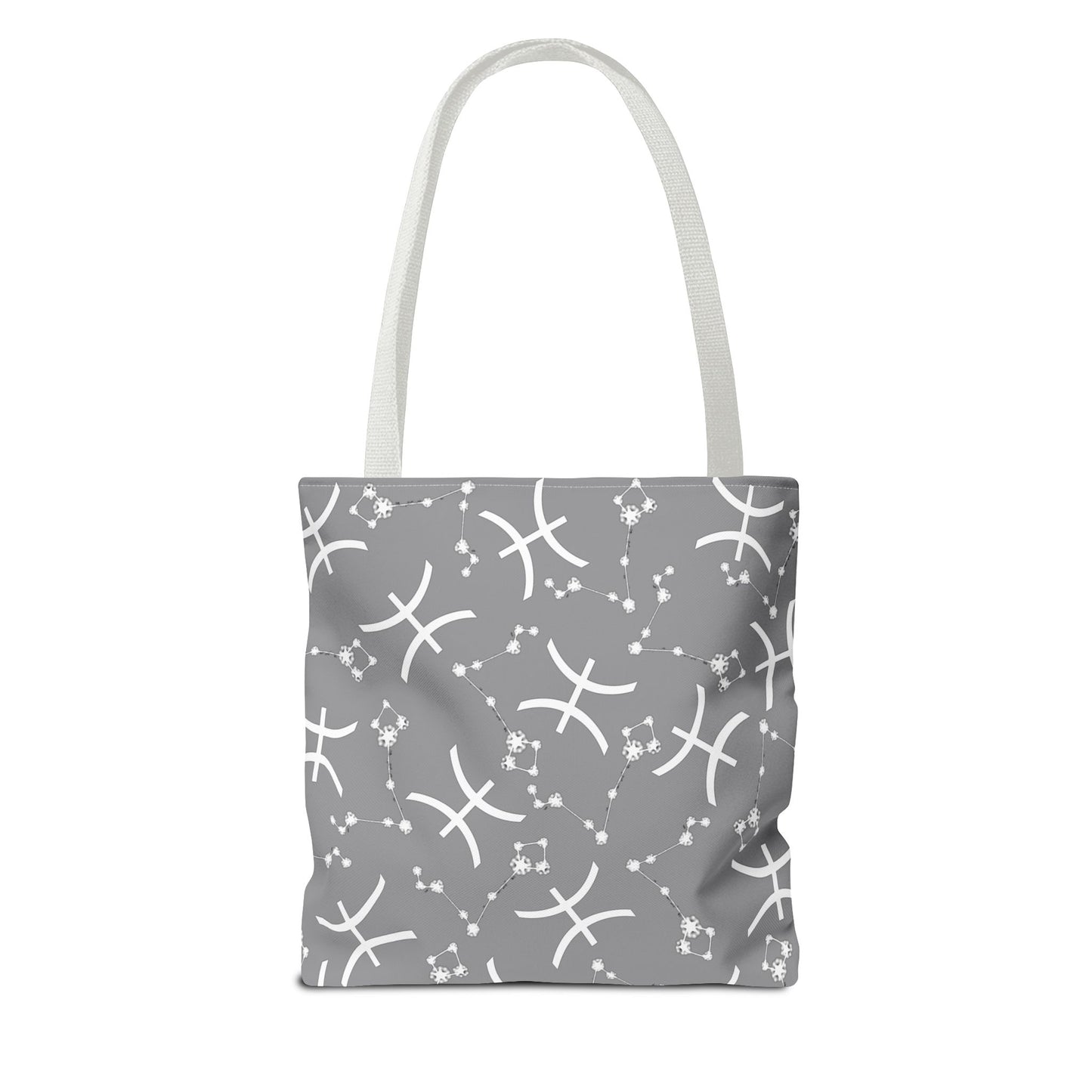 Tote Bag, Pisces Zodiac Sign, AOP, (Grey, White)