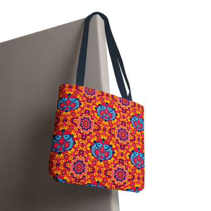 Tote Bag, (AOP), Pisces, Zodiac v5, Flower Pattern