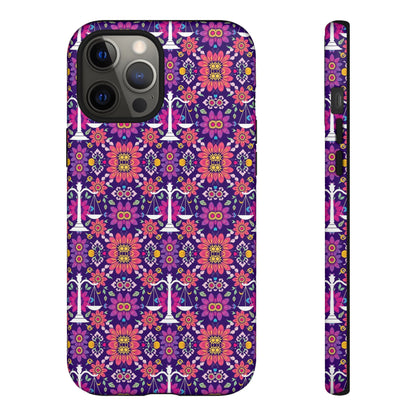 Tough Cases, Libra, Zodiac v4, Flower Pattern
