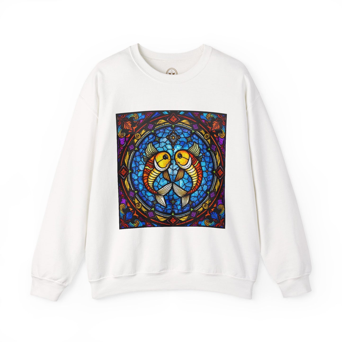 Unisex Heavy Blend™ Crewneck Sweatshirt, Glass 1, Pisces Zodiac Design