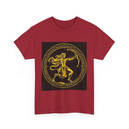 Unisex Heavy Cotton T-Shirt, Mythical Faun/Satyr, Sagittarius Zodiac Design