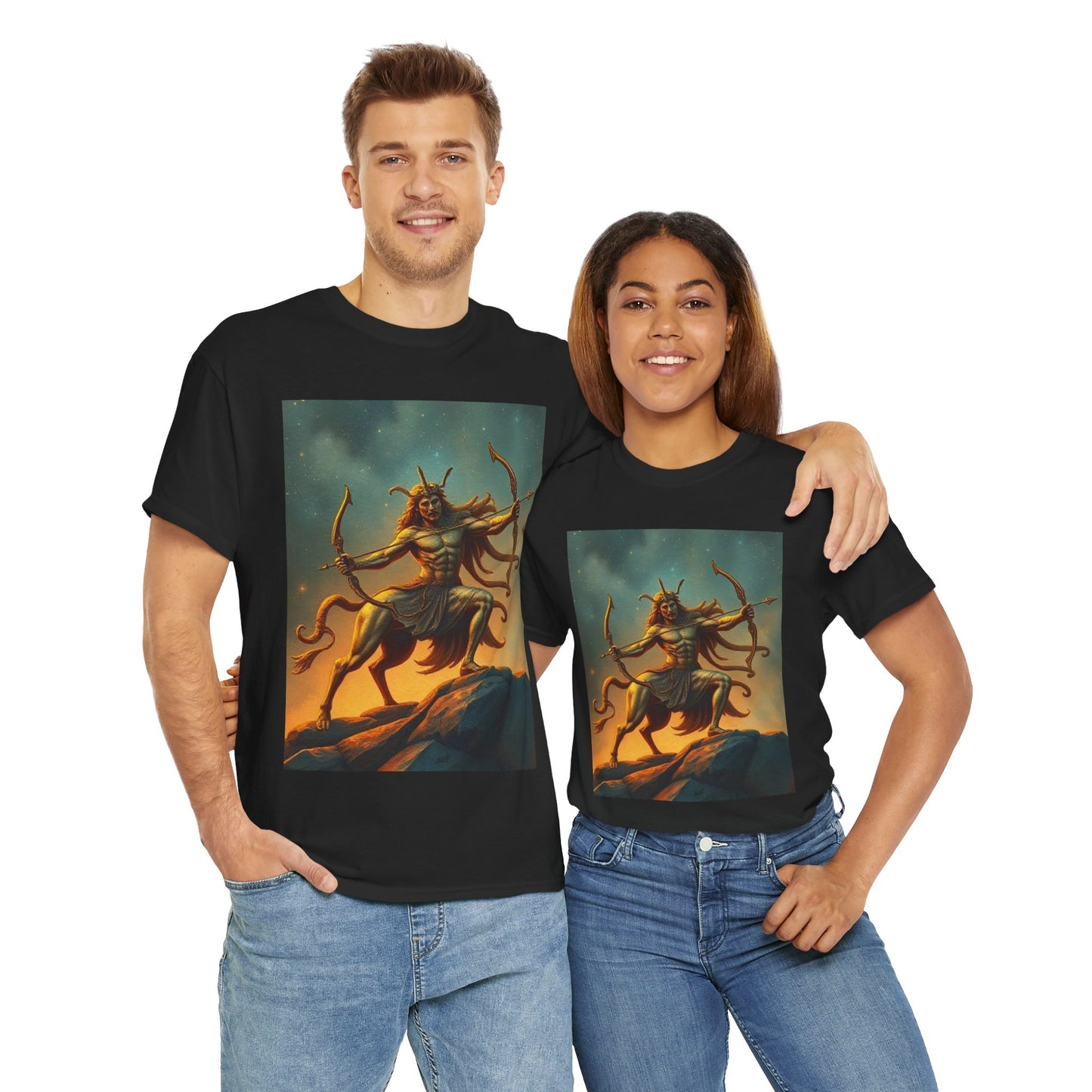 Unisex Heavy Cotton T-Shirt, Arrow Centaur v1, Sagittarius Zodiac Design