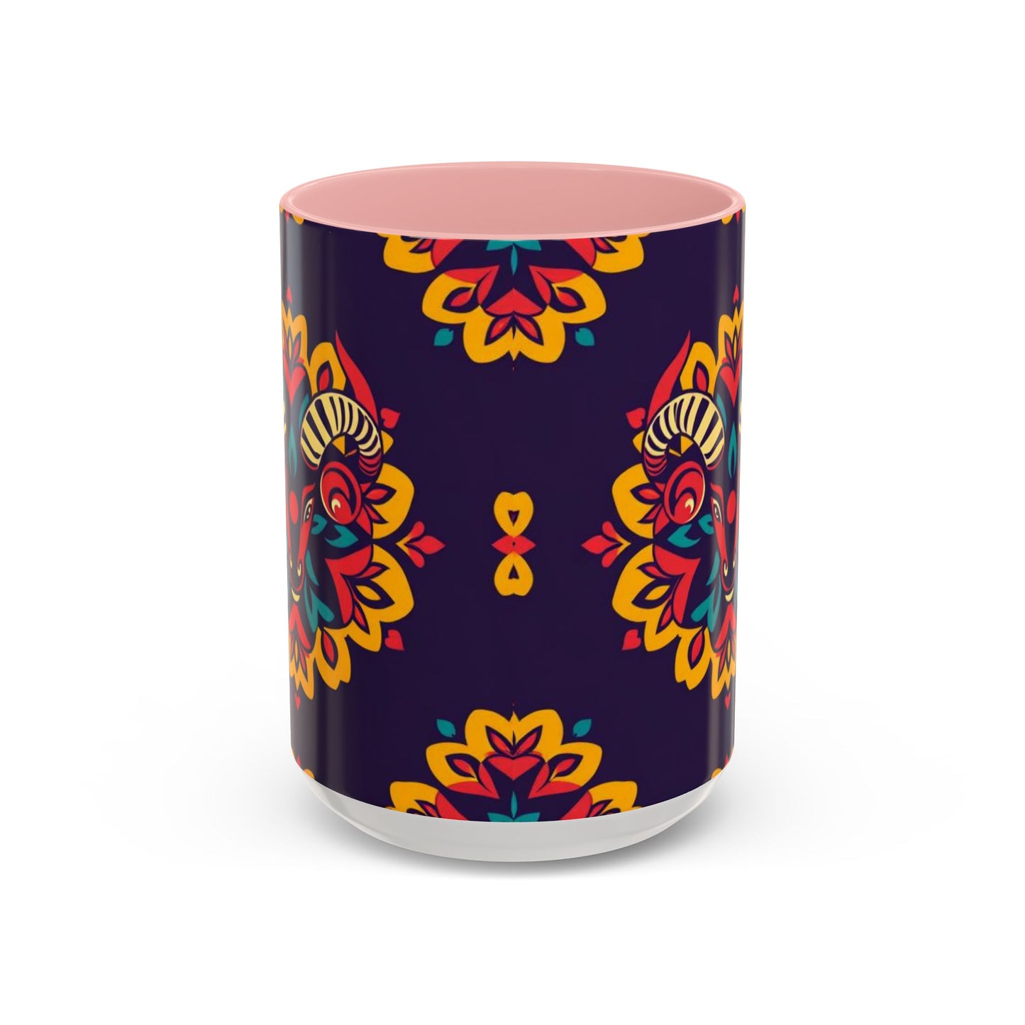 Accent Coffee Mug, Taurus, Zodiac v4. Flower Pattern, (11, 15oz)