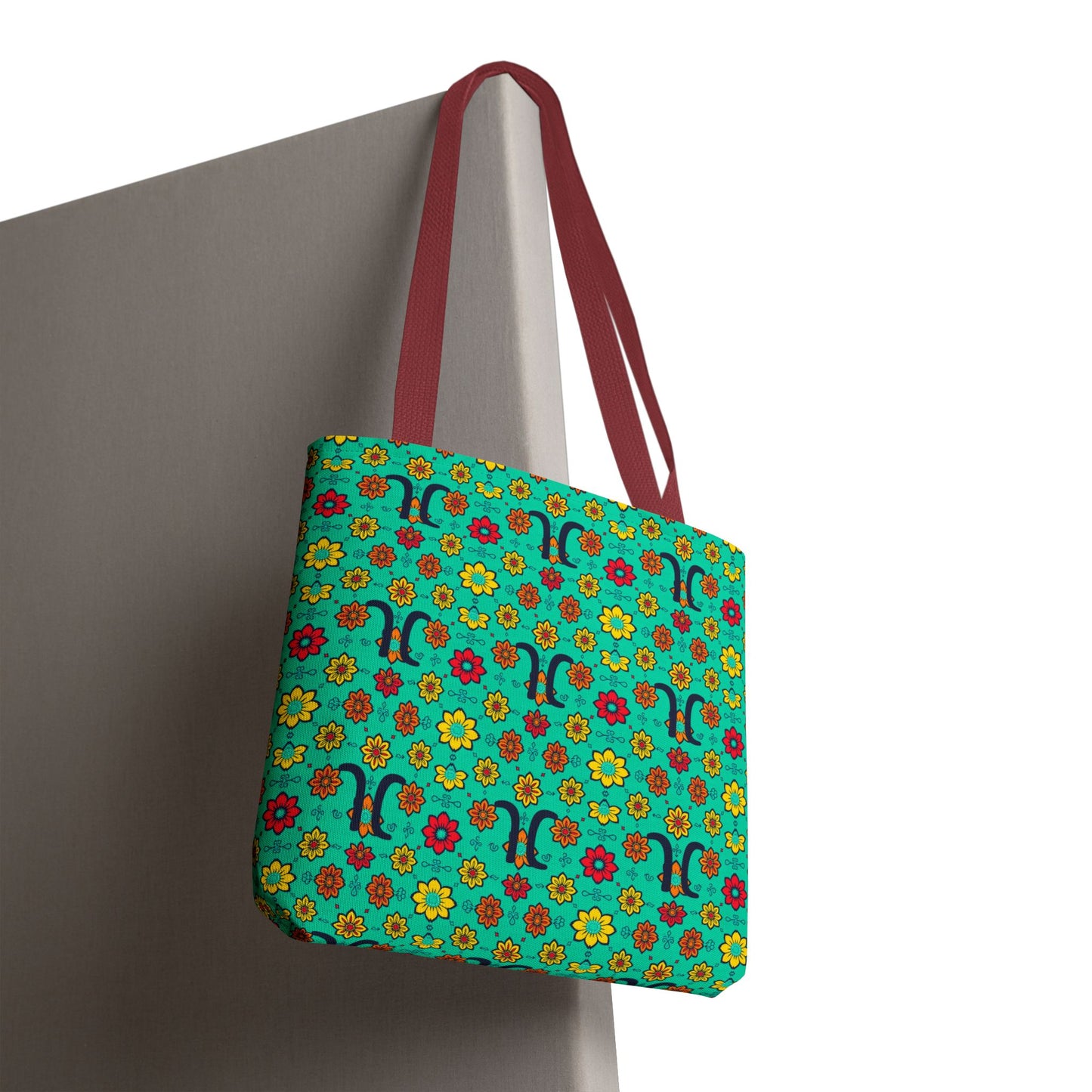 Tote Bag, (AOP), Aquarius, Zodiac, Flower Pattern