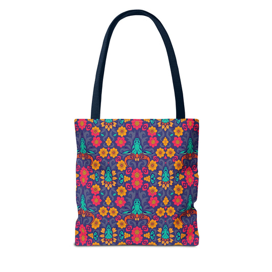 Tote Bag, (AOP), Taurus, Zodiac v1, Flower Pattern