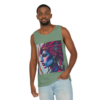 Unisex Garment-Dyed, Tank Top, Sagittarius Design, Pop Art, 100% US cotton