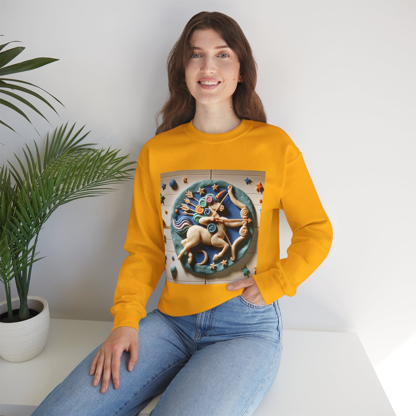Unisex Heavy Blend™ Crewneck Sweatshirt, Colorful Horse, Sagittarius Zodiac Design