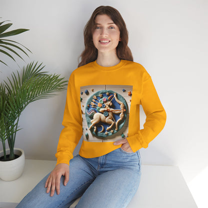 Unisex Heavy Blend™ Crewneck Sweatshirt, Colorful Horse, Sagittarius Zodiac Design