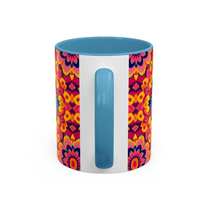 Accent Coffee Mug, Pisces, Zodiac v1, Flower Pattern, (11, 15oz)