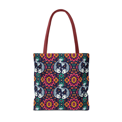 Tote Bag (AOP), Pisces, Zodiac v1, Flower Pattern