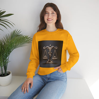 Unisex Heavy Blend™ Crewneck Sweatshirt, Brown Scale, Libra Zodiac Design