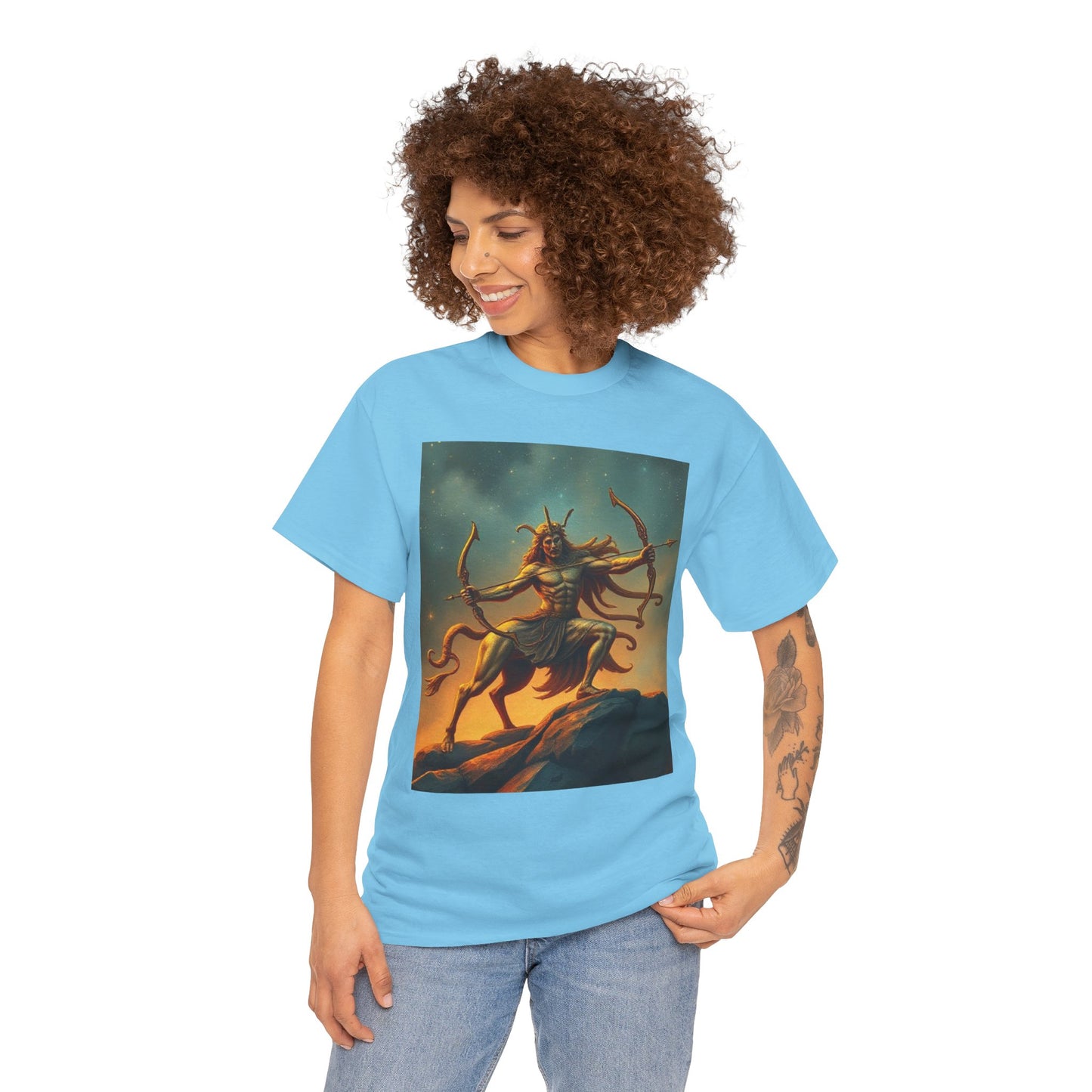 Unisex Heavy Cotton T-Shirt, Arrow Centaur, Sagittarius Zodiac Design