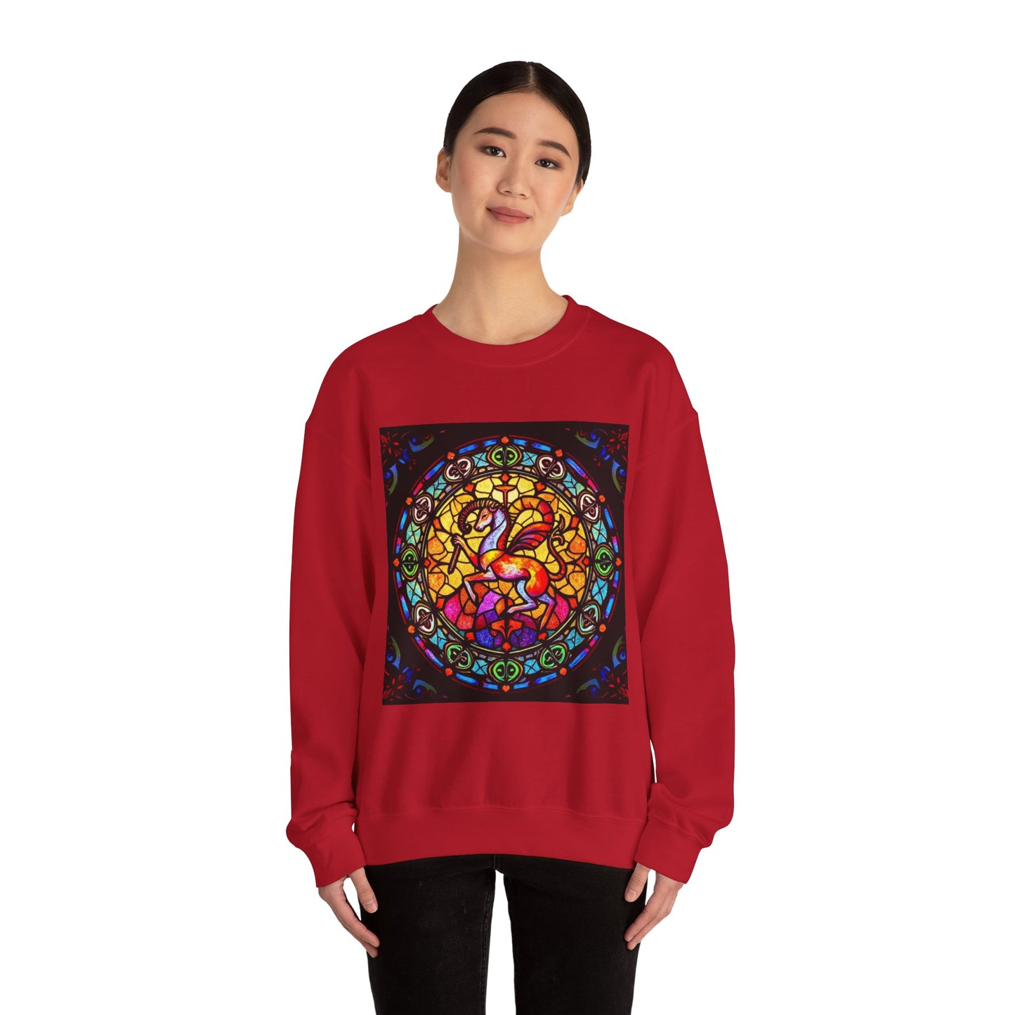 Unisex Heavy Blend™ Crewneck Sweatshirt, Glass 1, Aries Zodiac Design