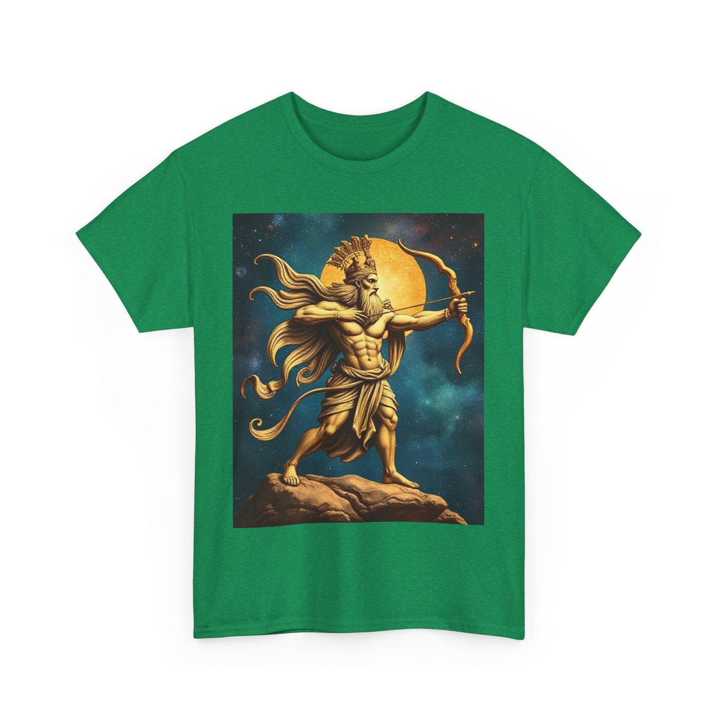 Unisex Heavy Cotton T-Shirt, Midnight Arrow, Sagittarius Zodiac Design