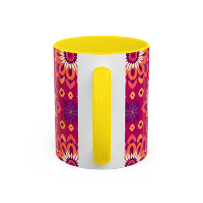 Accent Coffee Mug, Gemini, Zodiac v1, Flower Pattern, (11, 15oz)