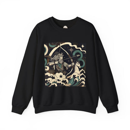 Unisex Heavy Blend™ Crewneck Sweatshirt, Man With Arrow Sagittarius Zodiac Design