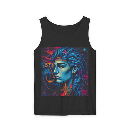 Unisex Garment-Dyed, Tank Top, Libra Design, Pop Art v1, 100% US cotton