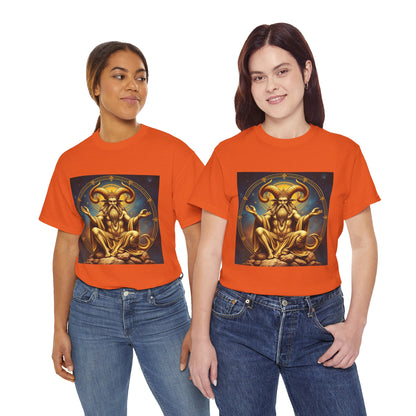 Unisex Heavy Cotton T-Shirt, On The Throne, Taurus Zodiac Design