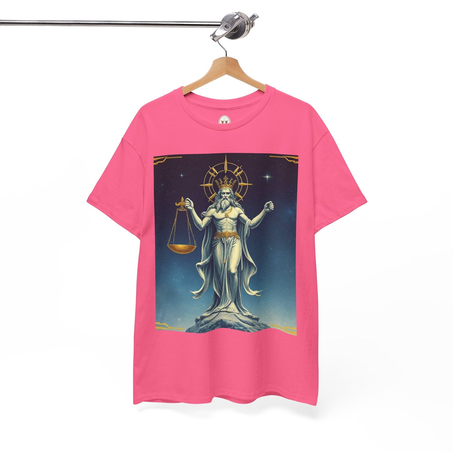 Unisex Heavy Cotton T-Shirt, Space, Libra God, Zodiac Design