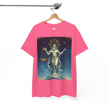 Unisex Heavy Cotton T-Shirt, Space, Libra God, Zodiac Design