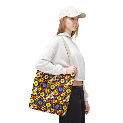 Tote Bag, (AOP), Aquarius, Zodiac v5, Flower Pattern
