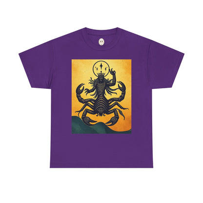 Unisex Heavy Cotton T-Shirt, Scorpion King, Print Art v1, Scorpio Zodiac Design