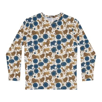 Men's Long Sleeve Shirt, (AOP), Leo, Zodiac, Pattern