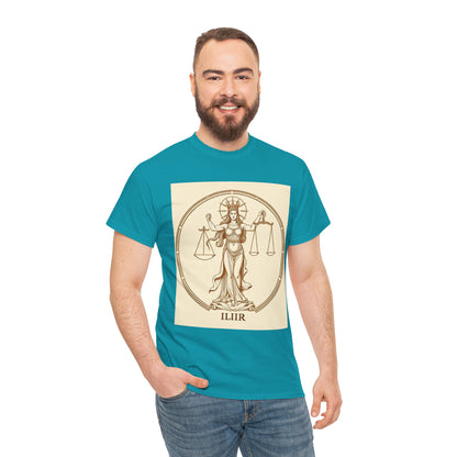 Unisex Heavy Cotton T-Shirt, Libra Goddess, Zodiac Design