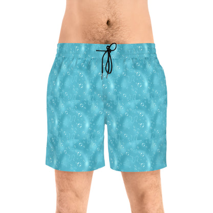 Men's Mid-Length Swim Shorts, (AOP), Aquarius, Zodiac v4, Bubble Pattern