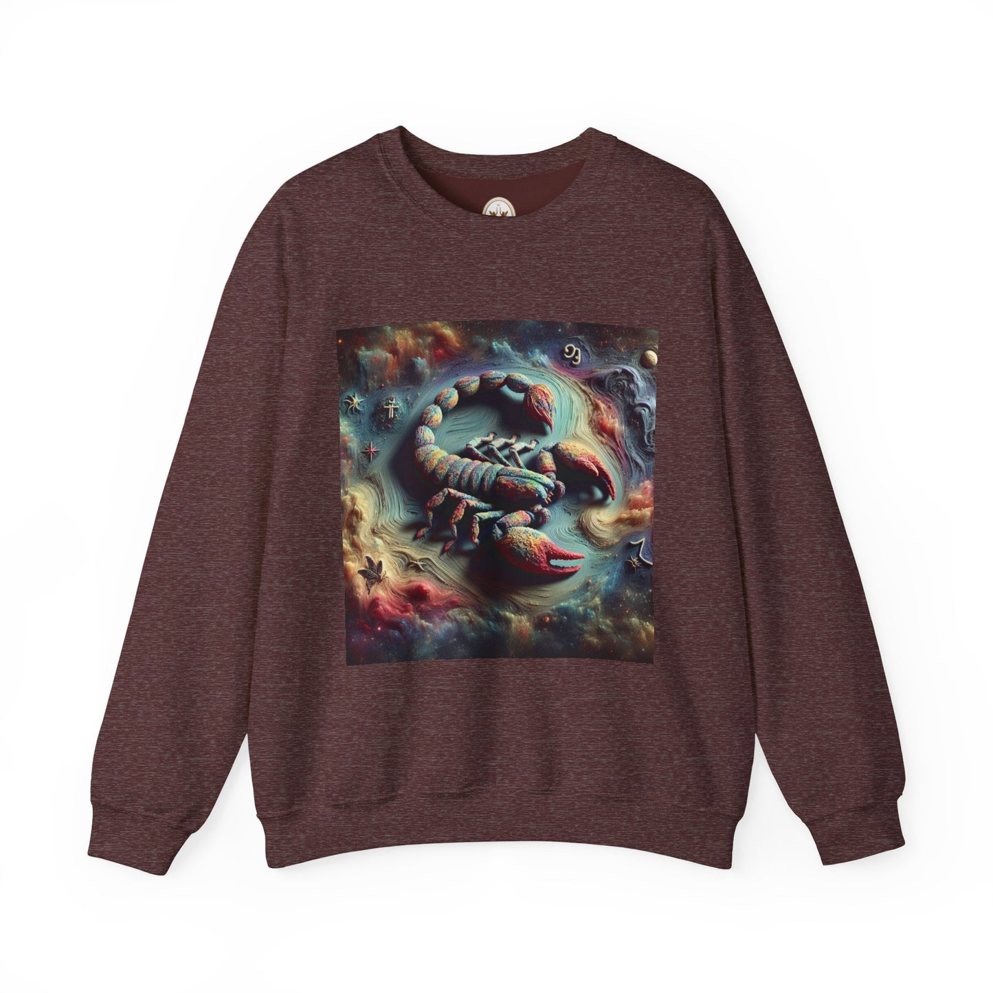 Unisex Heavy Blend™ Crewneck Sweatshirt, Trippy Mist Scorpion, Scorpio Zodiac Design