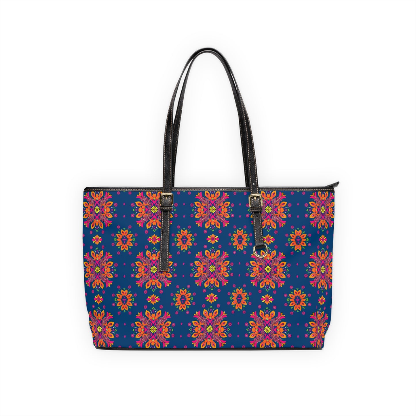 Leather Shoulder Bag, Gemini, Zodiac v1, Flower Pattern