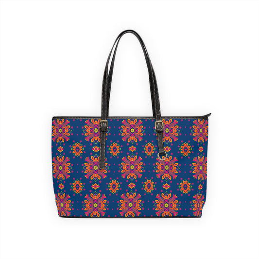 Leather Shoulder Bag, Gemini, Zodiac v1, Flower Pattern