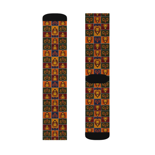Sublimation Socks, Leo, Zodiac v1, Shapes Pattern