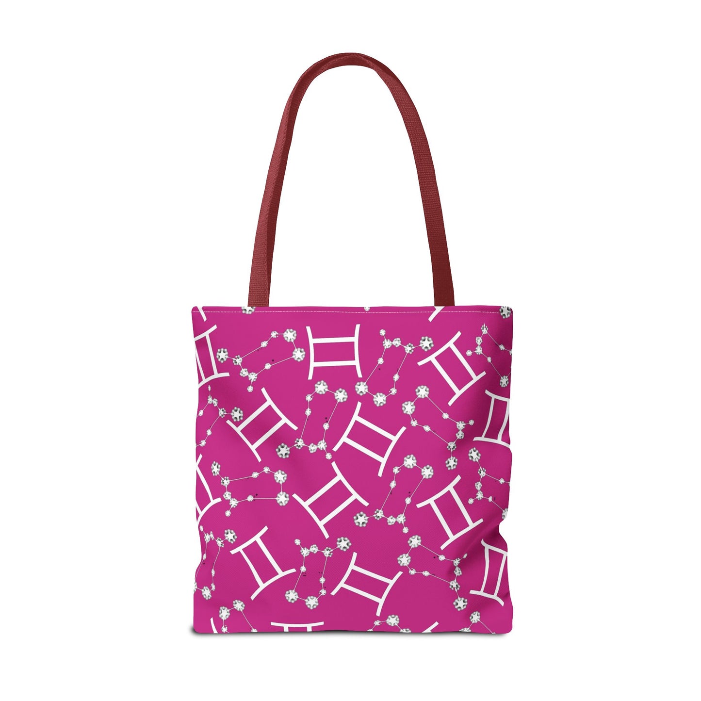 Tote Bag, Gemini Zodiac Sign, AOP, (Pink, White)