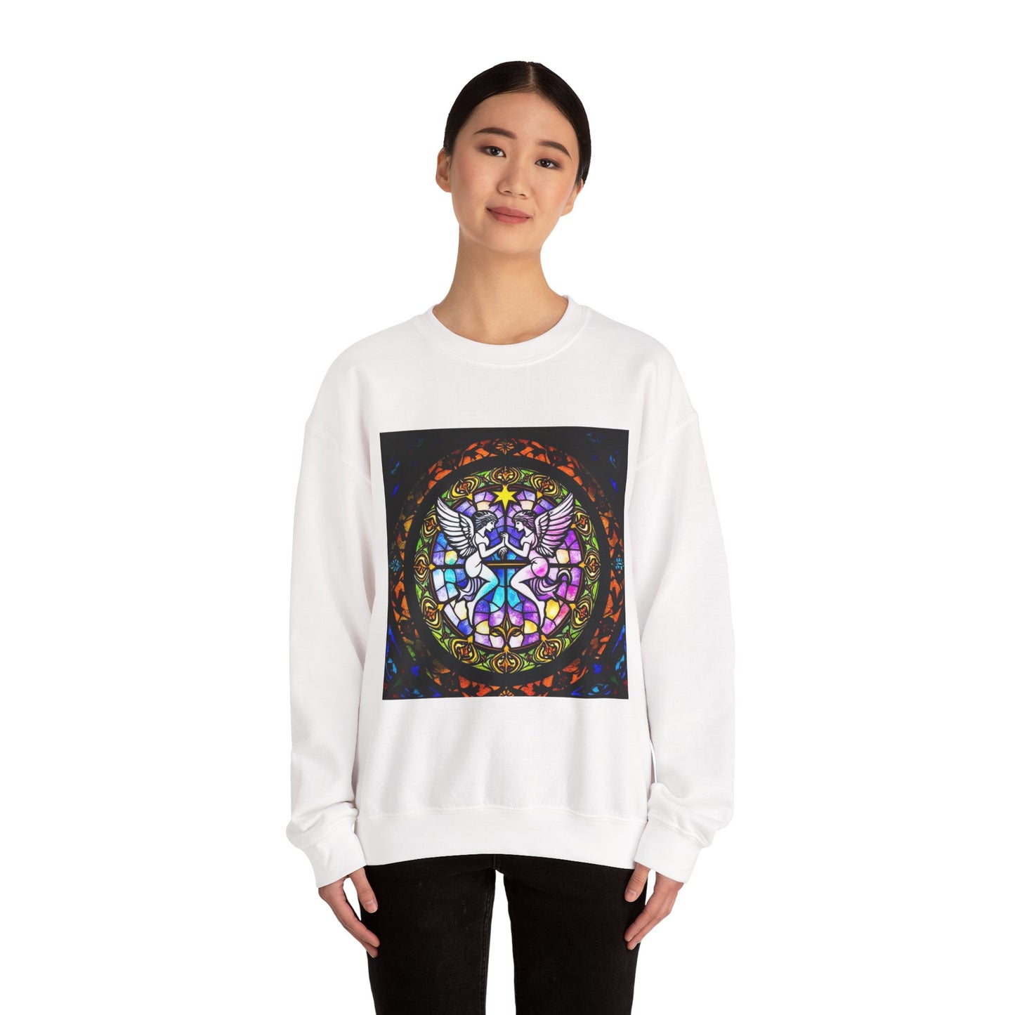 Unisex Heavy Blend™ Crewneck Sweatshirt, Glass 1, Gemini Zodiac Design
