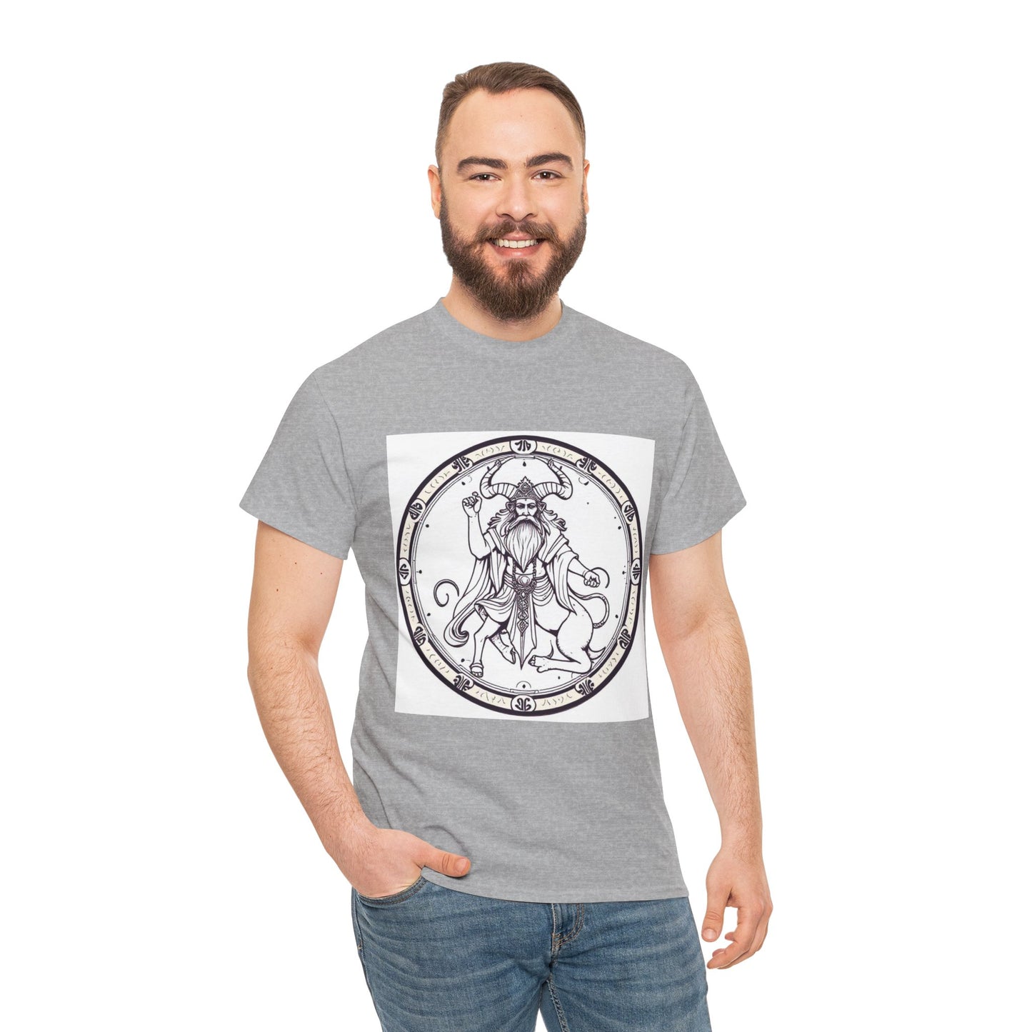 Unisex Heavy Cotton T-Shirt, Bull Centaur v1, Taurus Zodiac Design