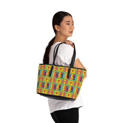 Leather Shoulder Bag, Aquarius, Zodiac, Shapes Pattern