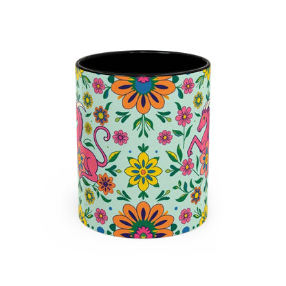 Accent Coffee Mug, Aquarius, Zodiac, Flower Pattern, (11, 15oz)