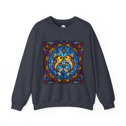 Unisex Heavy Blend™ Crewneck Sweatshirt, Glass 1, Pisces Zodiac Design