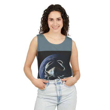 Unisex Garment-Dyed, Tank Top, Cancer Design, Planet Crab, 100% US cotton