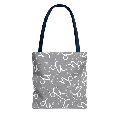 Tote Bag, Capricorn Zodiac Sign, AOP, (Grey, White)