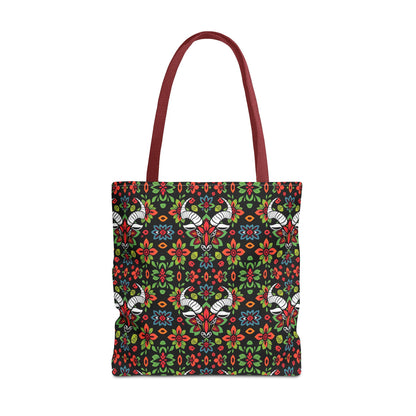 Tote Bag (AOP), Taurus, Zodiac v1, Flower Pattern