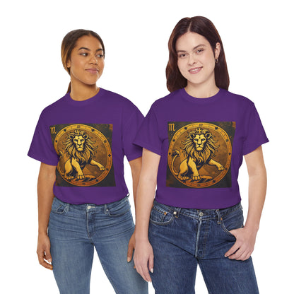 Unisex Heavy Cotton T-Shirt, Gold Lion v1, Leo Zodiac Design